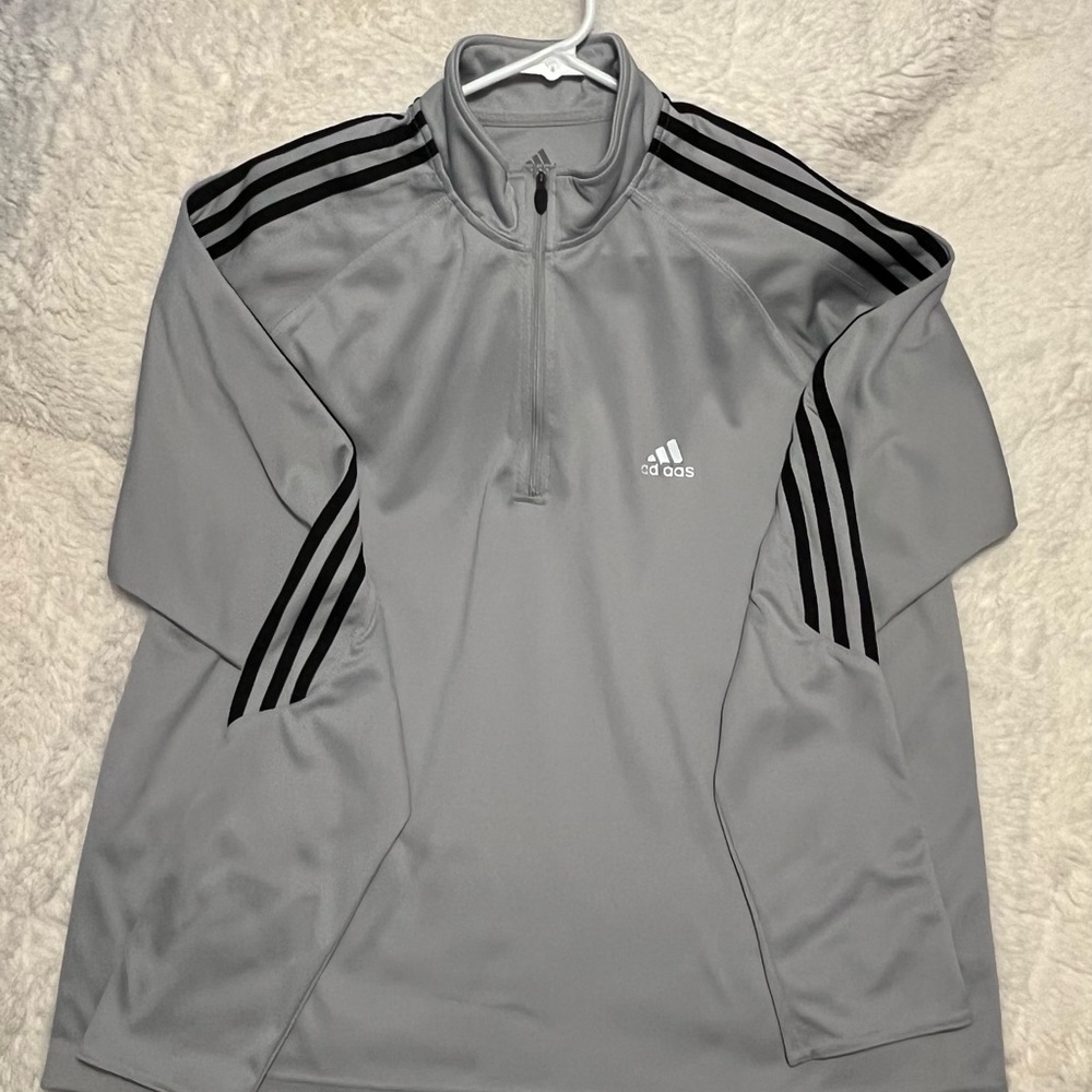 XL Mens Black and Grey Adidas 1/4 zip pullover lightweight jacket